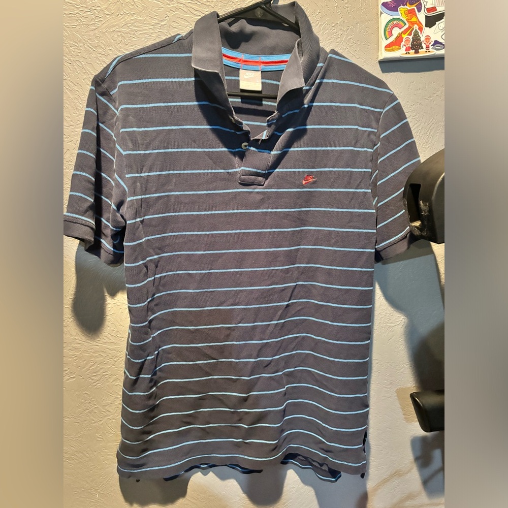 Nike vintage striped polo shirt size large